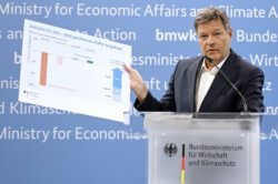 Robert Habeck zeigt die Bilanz der nationalen Treibhausgasemission