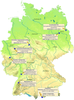 Erderwärmung: Deutschlandkarte mit Wetterextremen 2024